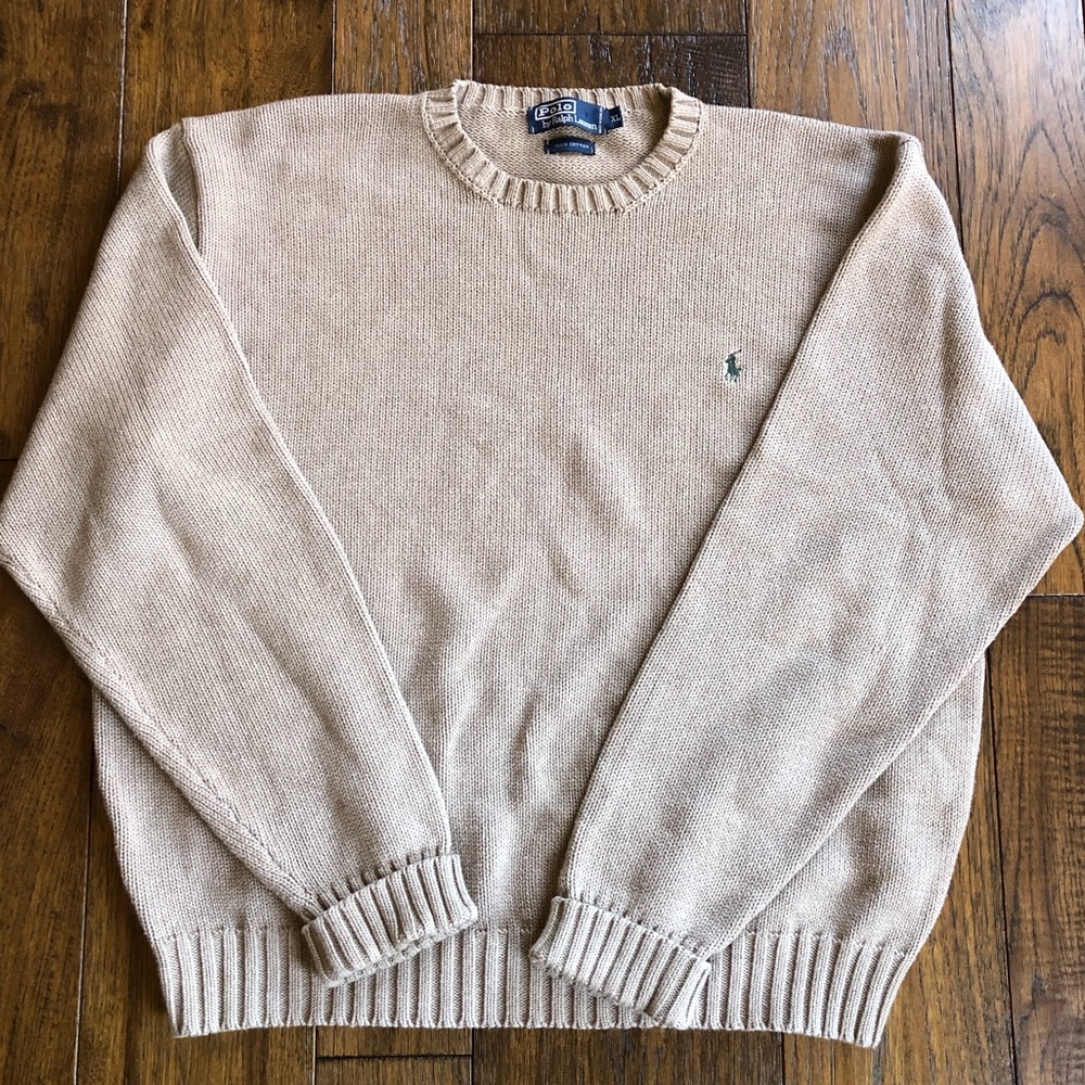 Polo by Ralph Lauren crew neck tan khaki sweater